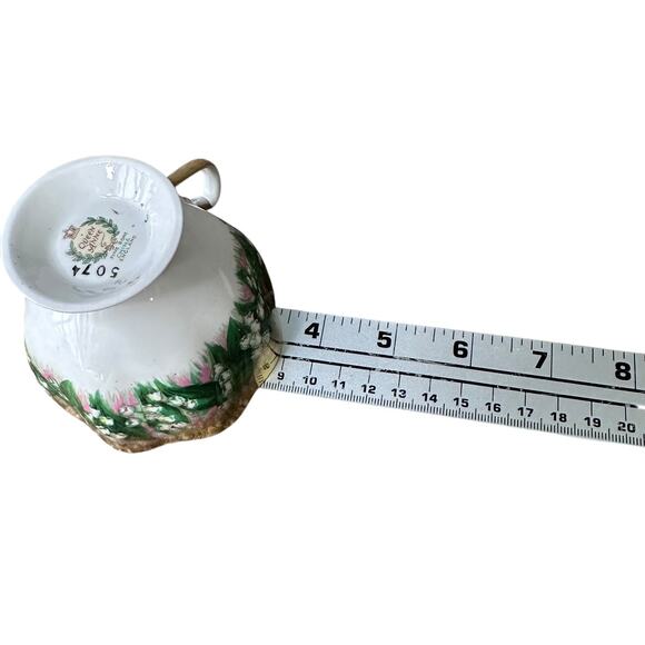 Vintage Queen Anne Lily of The Valley Cup and Saucer White Heavy Gold Gilt China - Picture 10 of 11